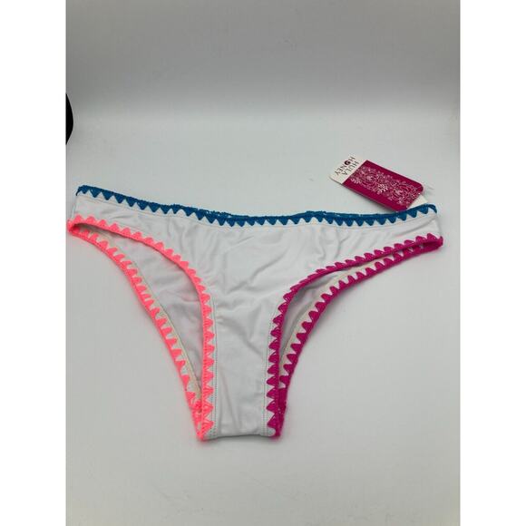 Hula Honey Whip-Stitch Cheeky Bikini Briefs Women's Swimsuit White Size Large - Picture 1 of 12